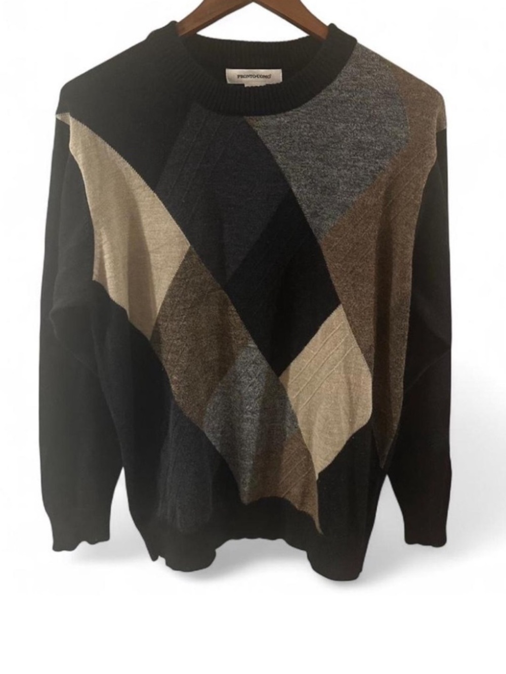 VTG Geometric Argyle Crewneck Sweater Size Men’s Medium